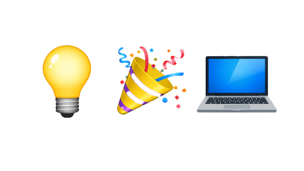 Emoji Bild mit Glühbirne-Feiern-Computer
